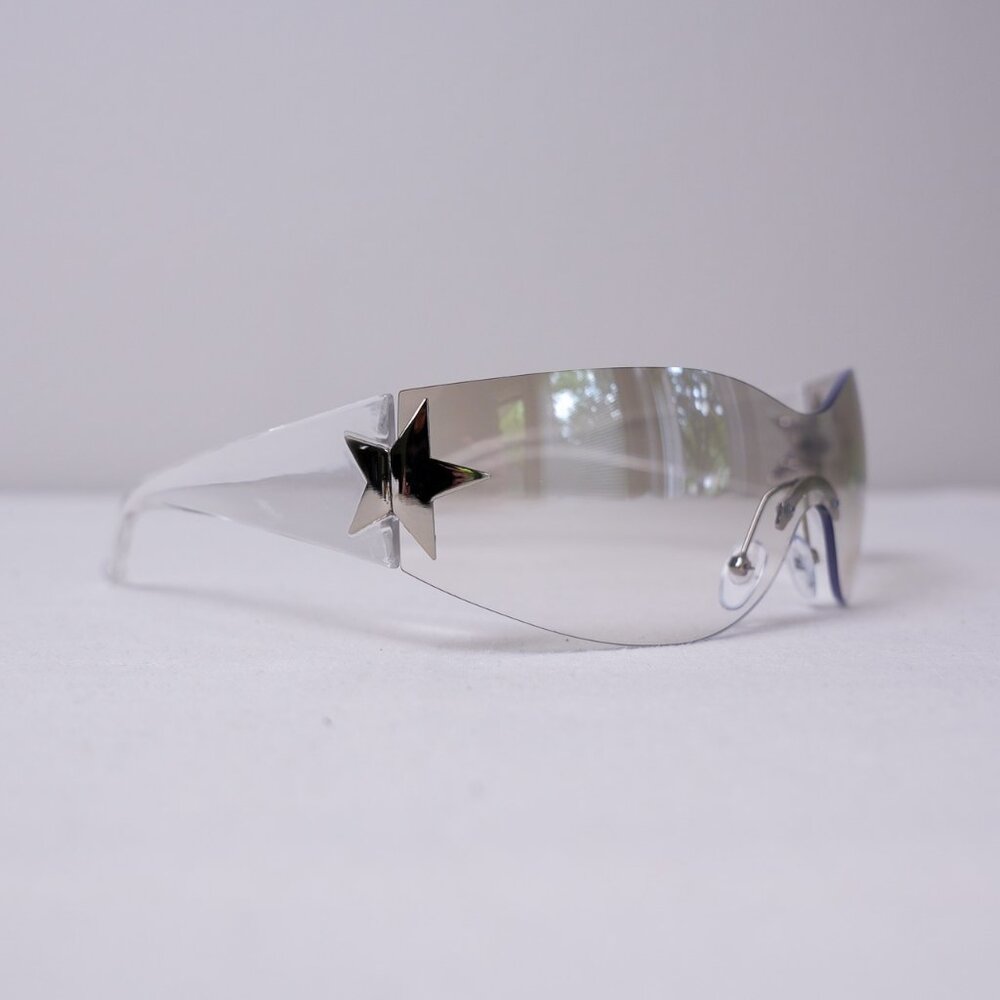 y2k rimless style transparent star wrap sunglasses